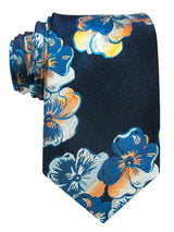 corbata seda azul marino flores grandes
