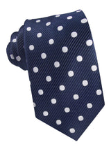 corbata seda azul marino lunares celestes