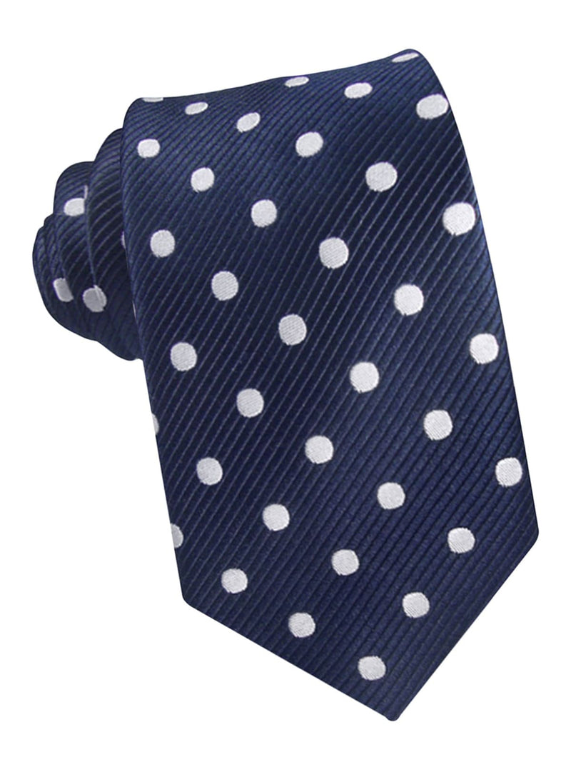 corbata seda azul marino lunares celestes