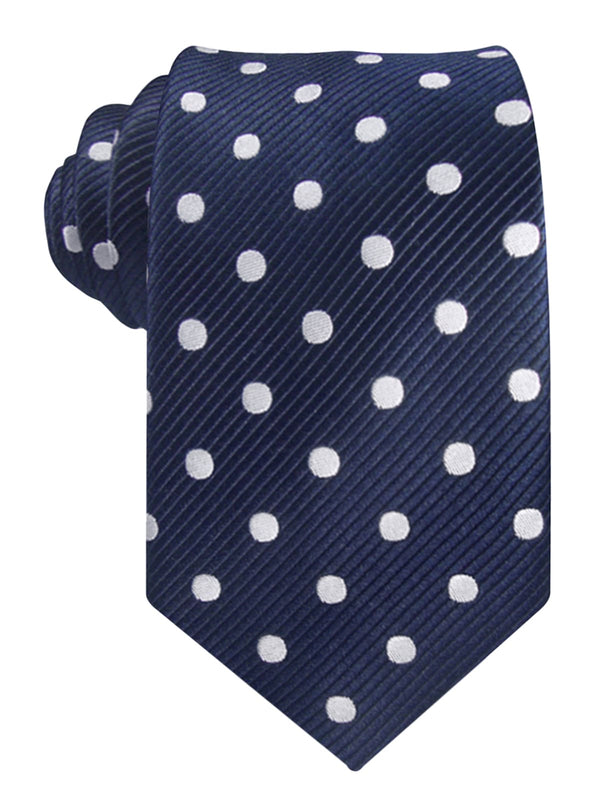 corbata seda azul marino lunares blancos