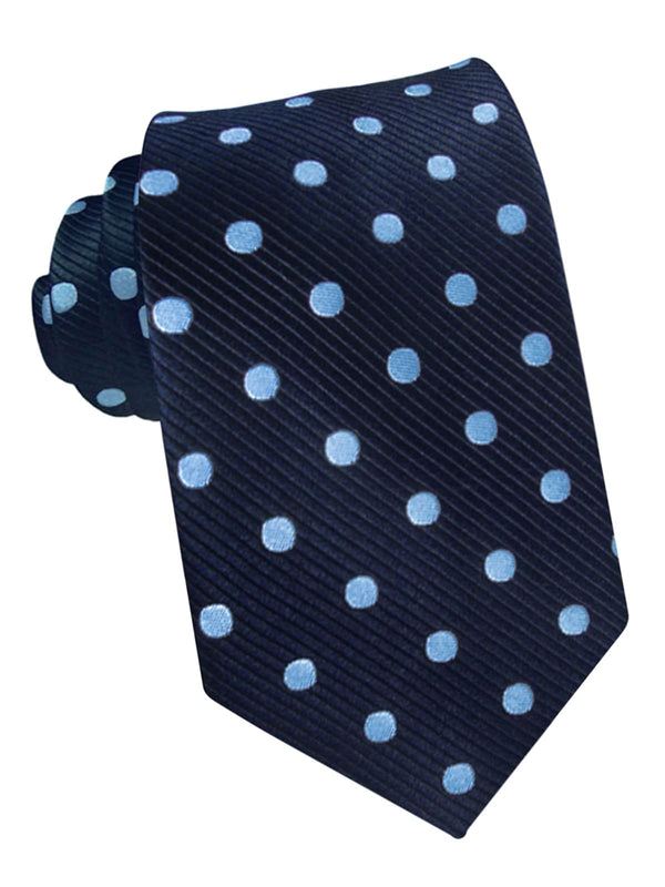 corbata seda azul marino lunares celestes