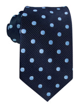 corbata seda azul marino lunares celestes