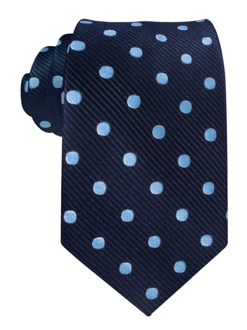 corbata seda azul marino lunares celestes