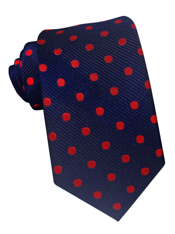 corbata seda azul marino lunares rojos