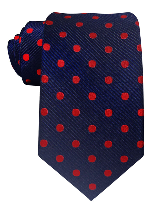 corbata seda azul marino lunares rojos