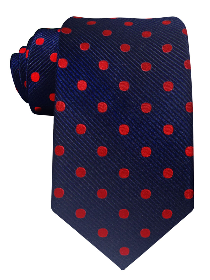 corbata seda azul marino lunares rojos