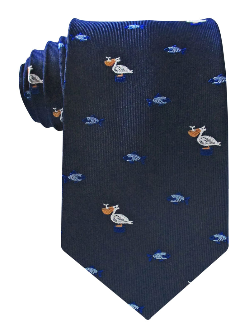 corbata seda azul marino peces