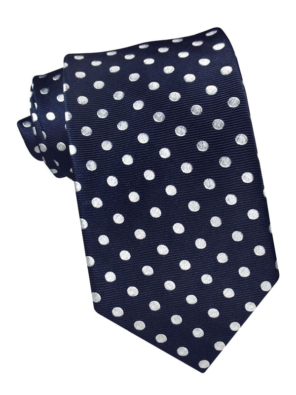 corbata seda azul marino topos blancos