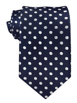 corbata seda azul marino topos blancos