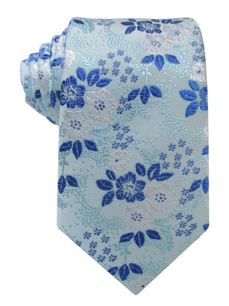 corbata seda flores cian y azules