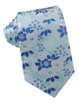 corbata seda motivo floral cian azul