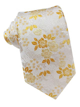 corbata seda motivo floral marfil amarillo