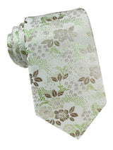 corbata seda motivo floral marfil verde gris