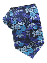 corbata seda motivo floral marino tonos azules