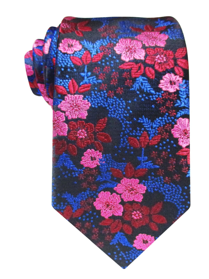 corbata seda flores marino multicolor