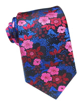 corbata seda motivo floral marino multicolor