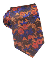 corbata seda motivo floral marron multicolor
