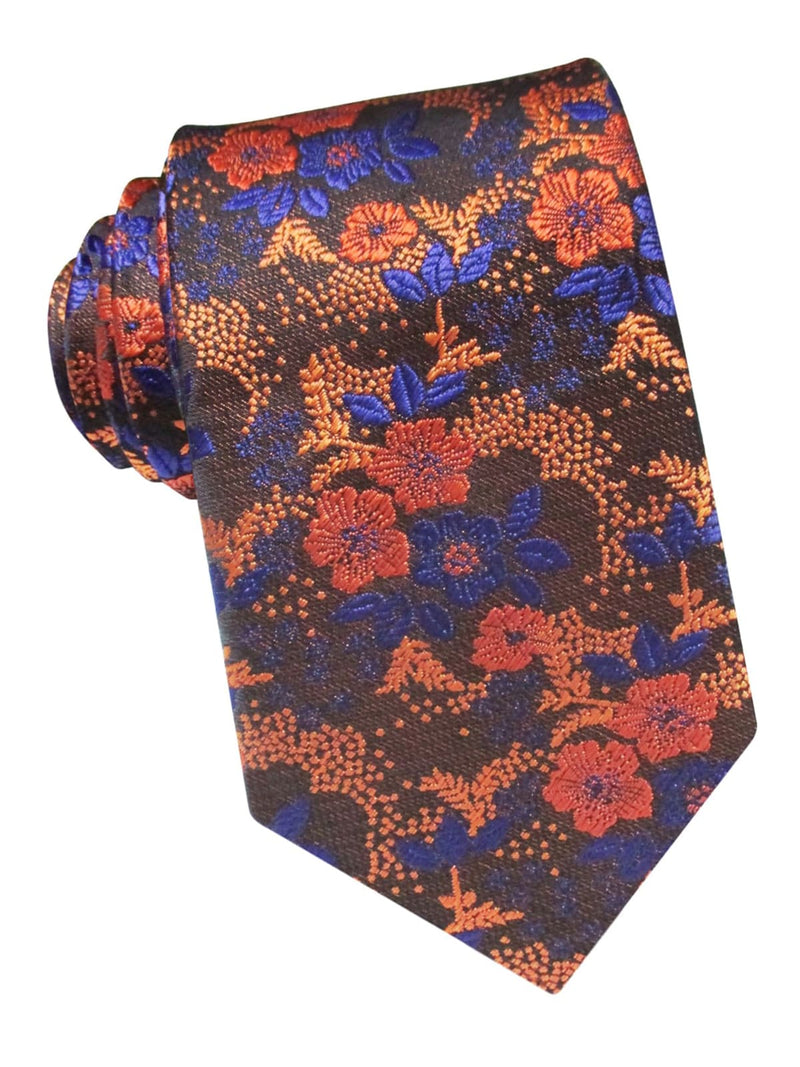 corbata seda motivo floral marron multicolor