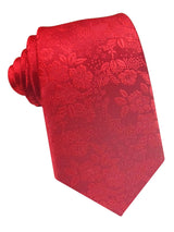 corbata seda motivo floral roja