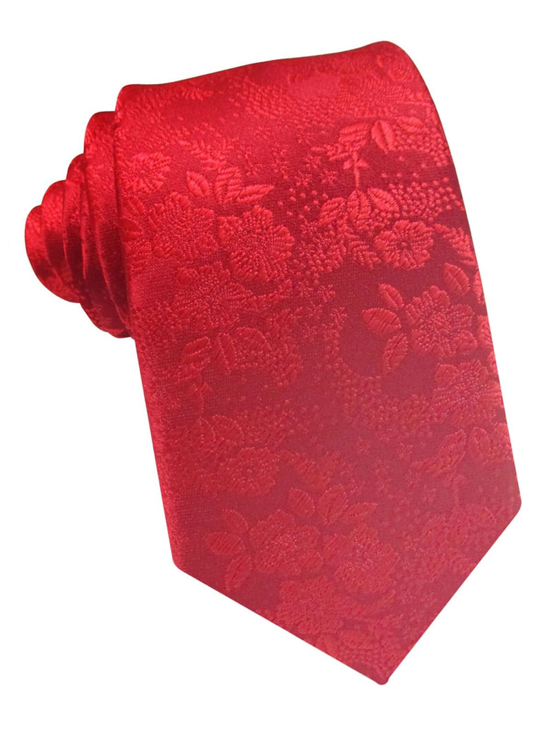 corbata seda motivo floral roja