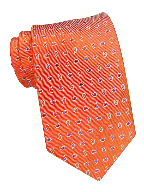 corbata seda naranja paisley