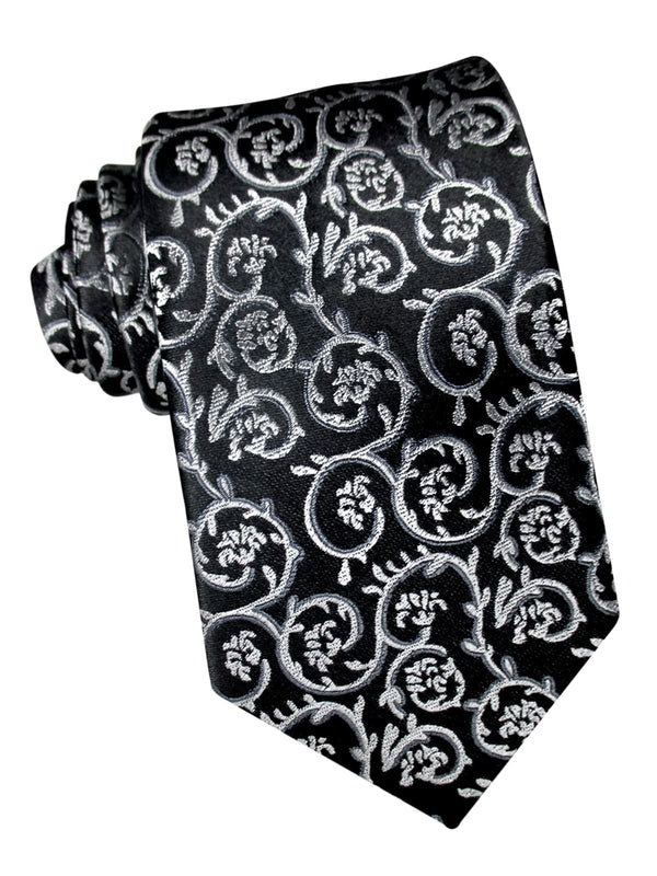 corbata seda negra diseño floral