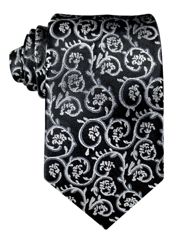 corbata seda negra diseño floral