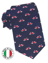 corbata seda niño azul marino motos vespas rojas