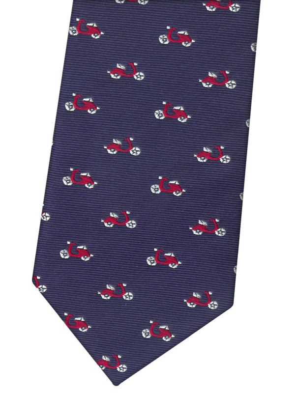 corbata seda niño azul marino motos vespas rojas