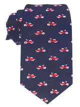 corbata seda niño azul marino motos vespas rojas