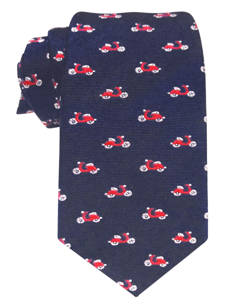 corbata seda niño azul marino motos vespas rojas