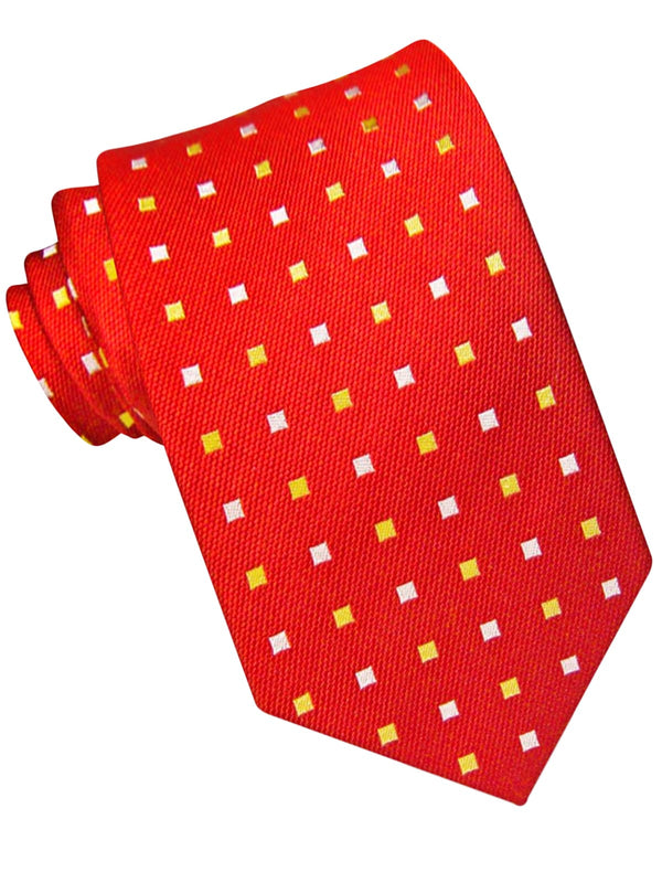 CORBATA SEDA ROJA CON CUADRADITOS