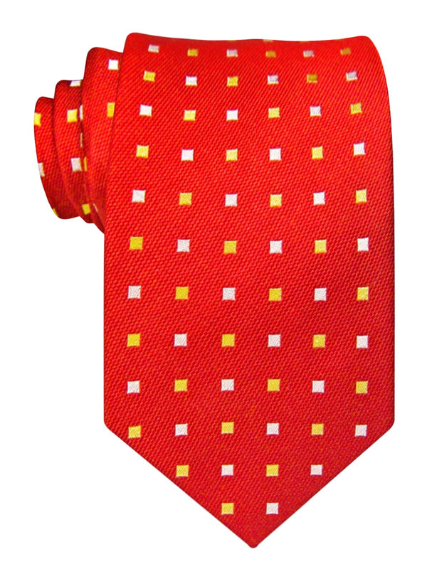 CORBATA SEDA ROJA CON CUADRADITOS