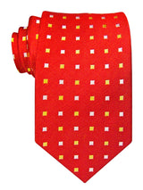 corbata seda roja cuadraditos