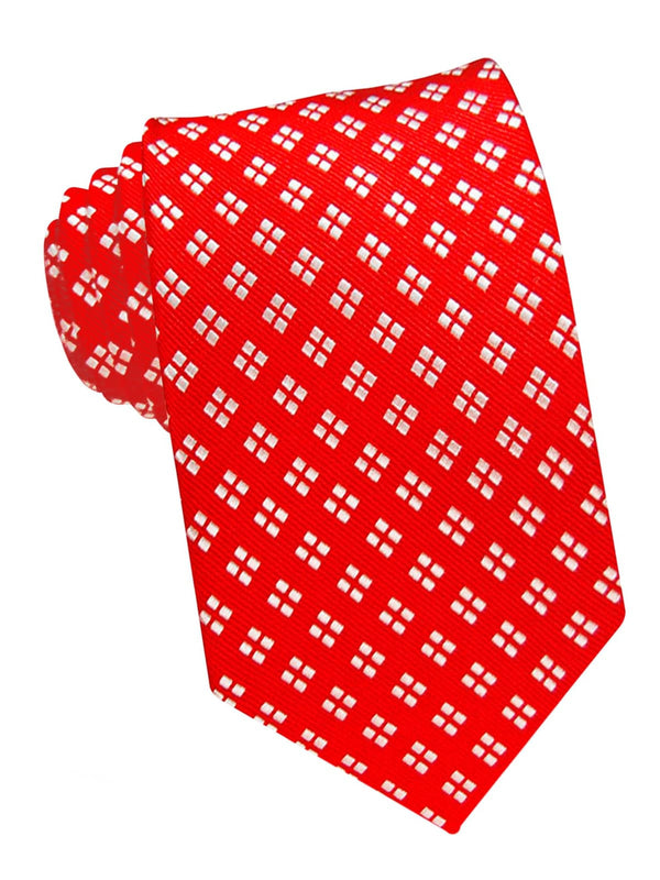 corbata seda roja cuadraditos blancos