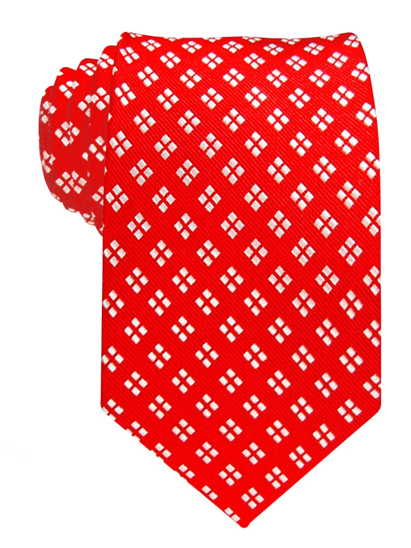 corbata seda roja cuadraditos blancos