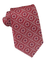 corbata seda roja diseño geometrico