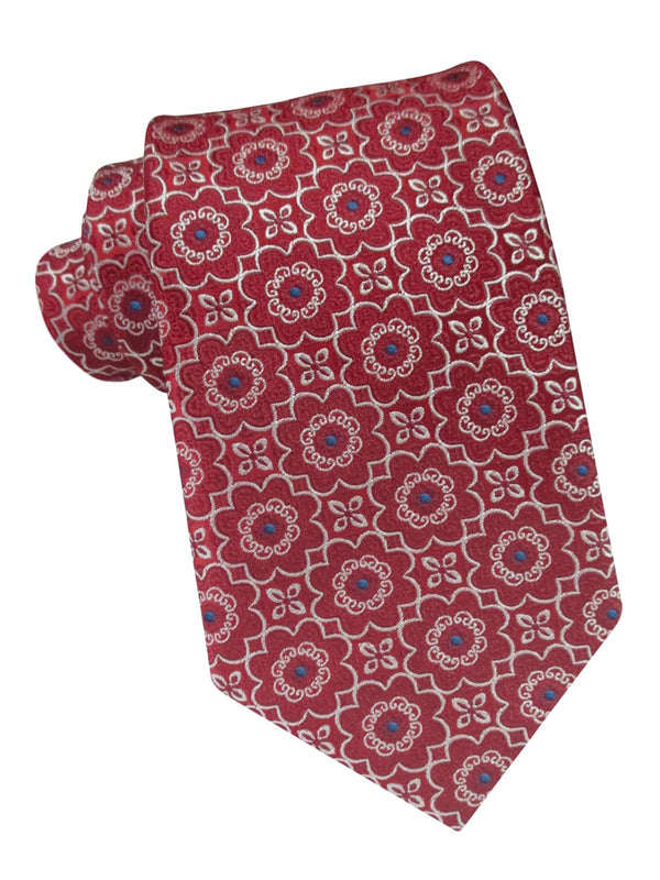 corbata seda roja diseño geometrico
