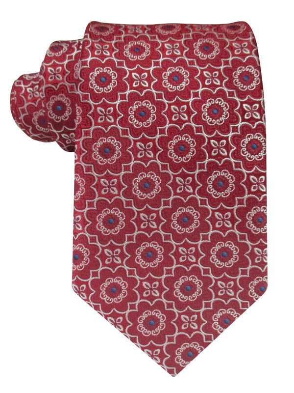 corbata seda roja diseño geometrico