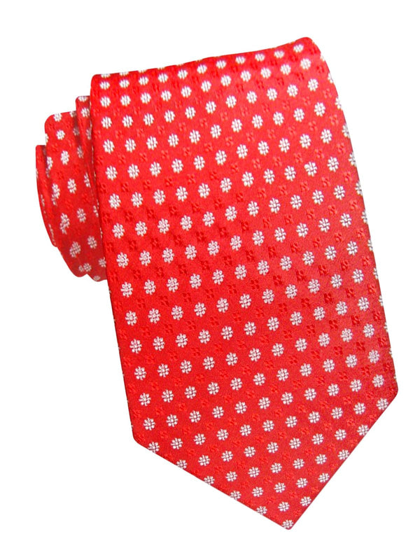corbata seda roja florecillas blancas