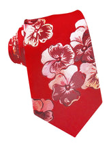 corbata seda roja flores