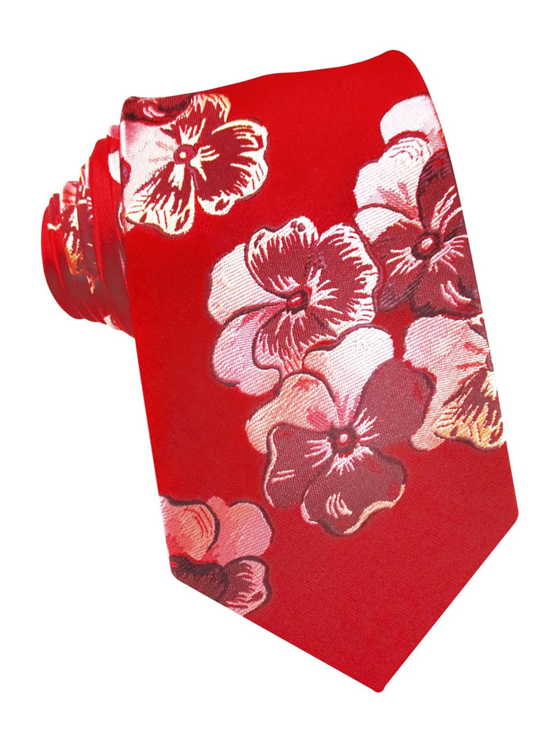 corbata seda roja flores