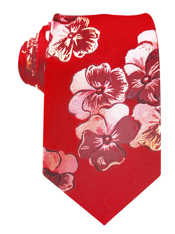 corbata seda roja grandes flores