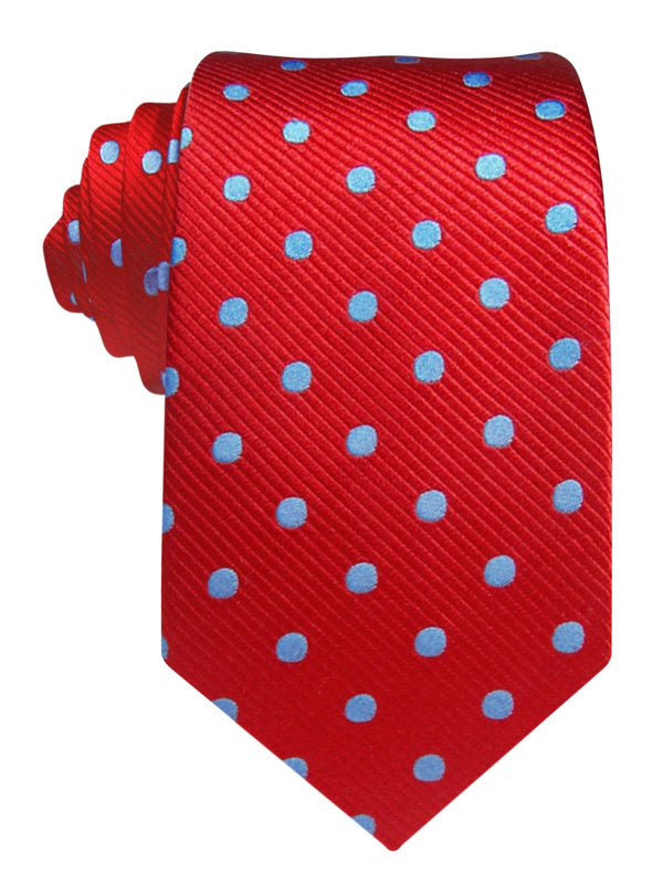 corbata seda roja lunares azul celeste