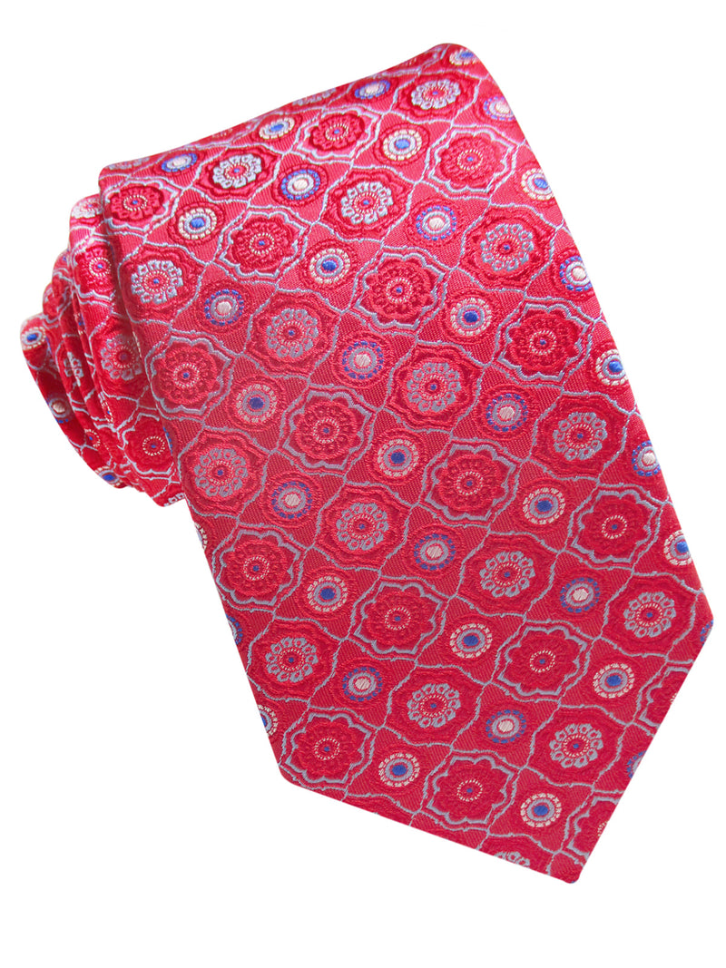 CORBATA SEDA ROJA MOTIVOS GEOMETRICOS