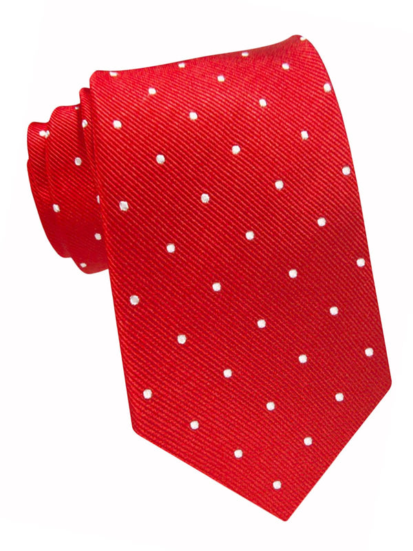 corbata seda roja topos blancos