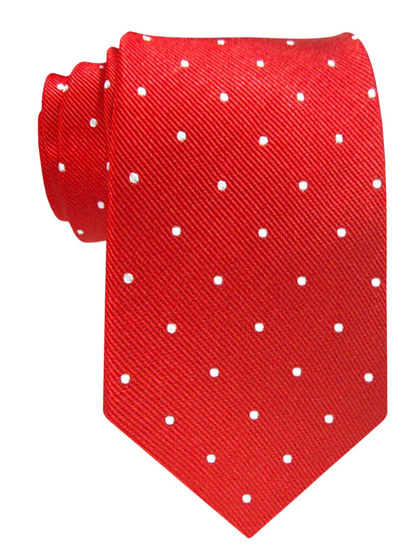 corbata seda roja topos blancos
