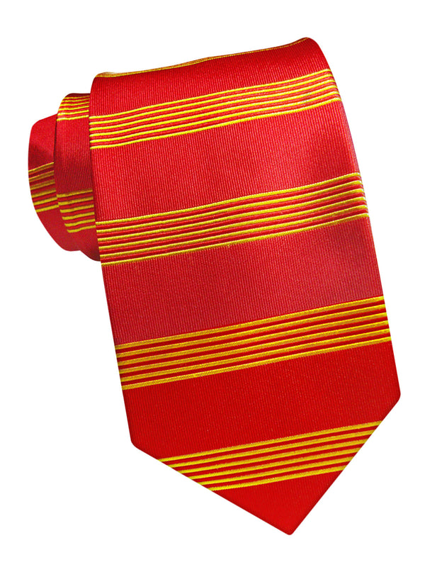 corbata seda roja rayas amarillas
