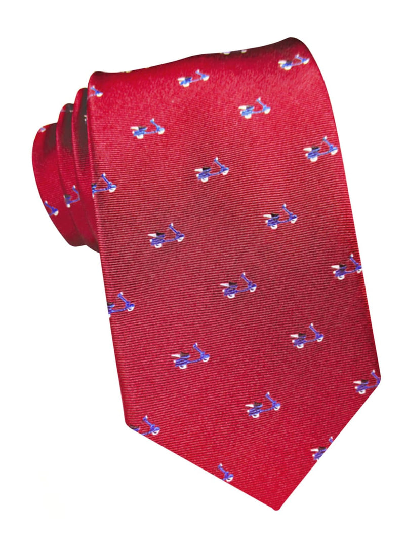corbata seda roja vespas azules