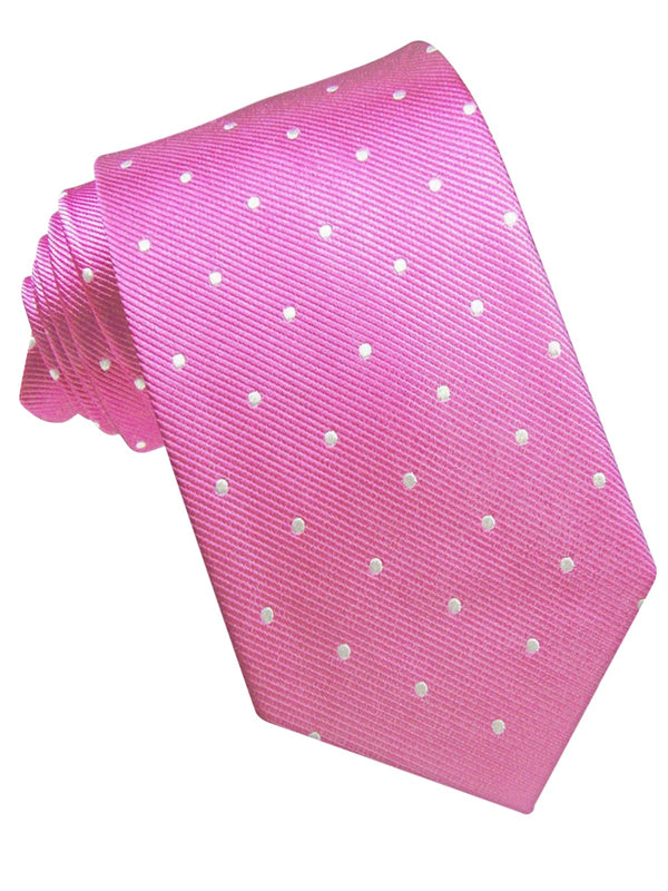 CORBATA SEDA ROSA CON PUNTITOS BLANCOS